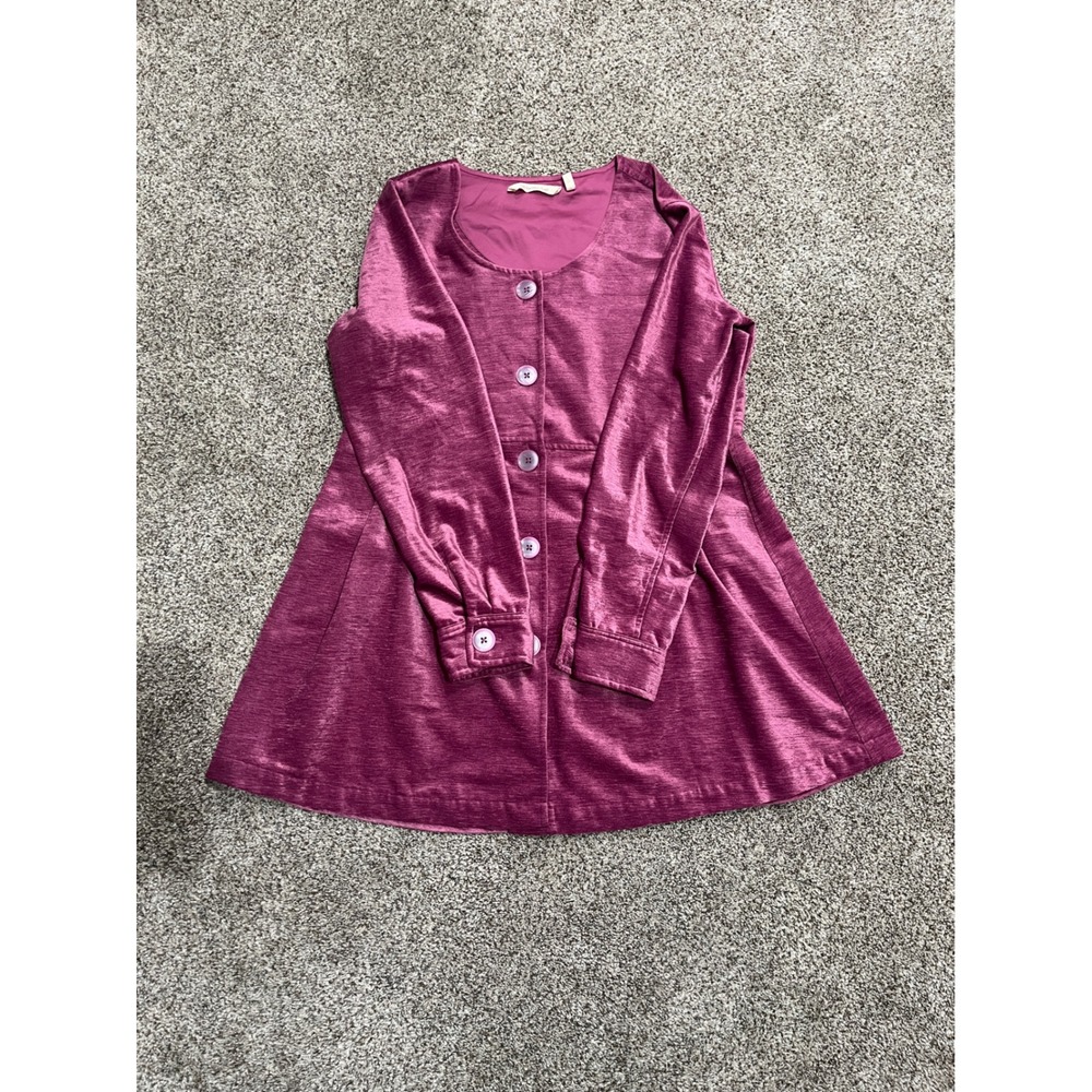 Soft Surroundings Magenta Pink Heathered Button Front Tunic Top 2CV93 Mens M